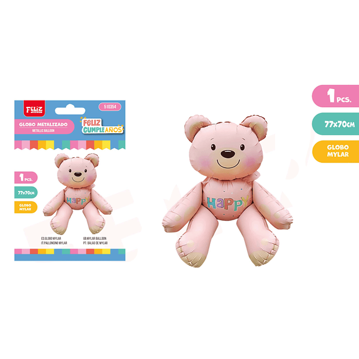 Globo Metalico Osito Rosado 1