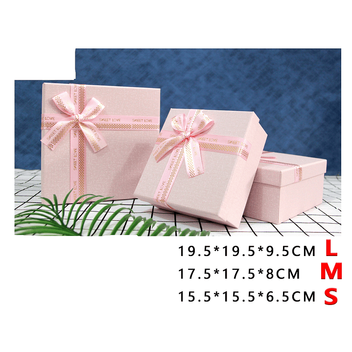 Pack De Cajas De Regalos Love Rosado 3Pcs 1