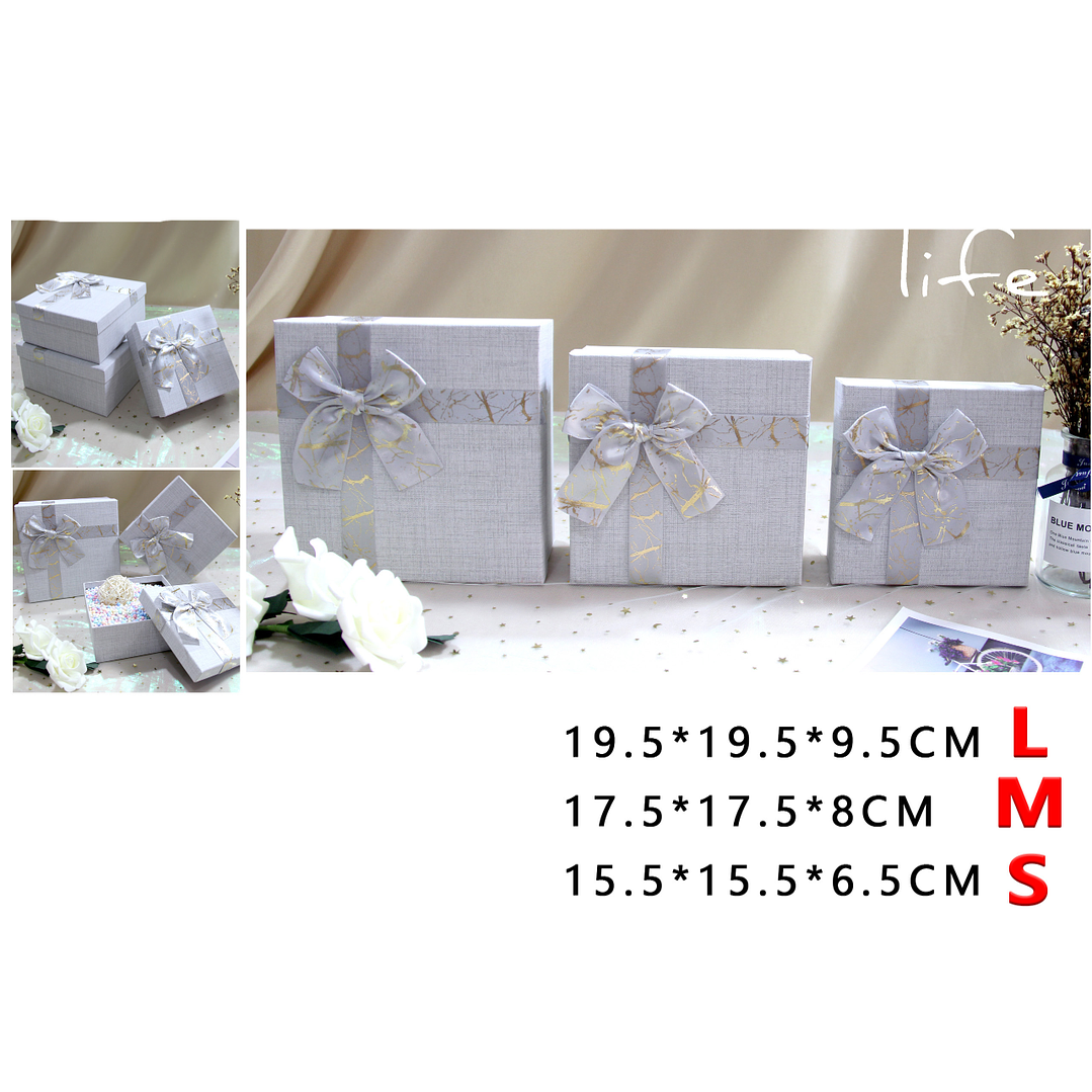Pack De Cajas De Regalos Gris 3Pcs 1