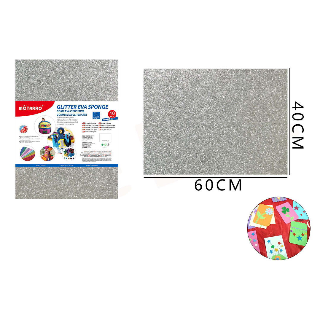Goma Eva Glitter Plata 40x60Cm 1