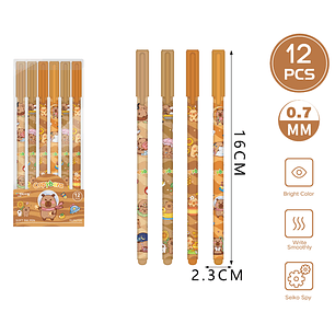 Caja De Boligrafos Borrable Capibara 12Pcs 0.7Mm