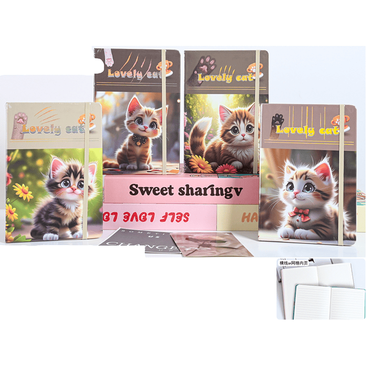 Libreta Con Elastico Gatito A5 1