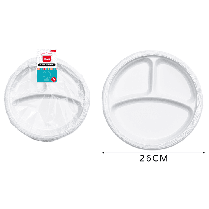 Platos Plastico, Redondo Blanco 26Cm 5Pcs 1
