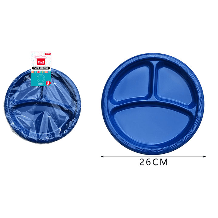Platos Plastico, Redondo Azul 26Cm 5Pcs 1