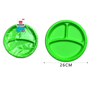 Platos Plastico, Redondo Verde Suave 26Cm 5Pcs