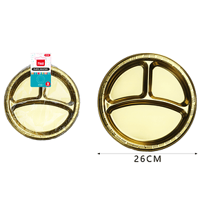 Platos Plastico, Redondo Dorado 26Cm 5Pcs