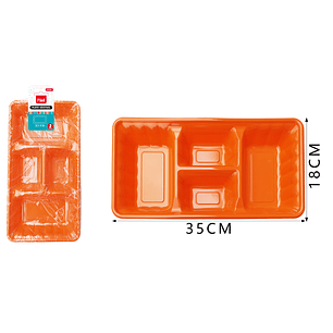 Platos Plastico, Rectangulo Naranjo