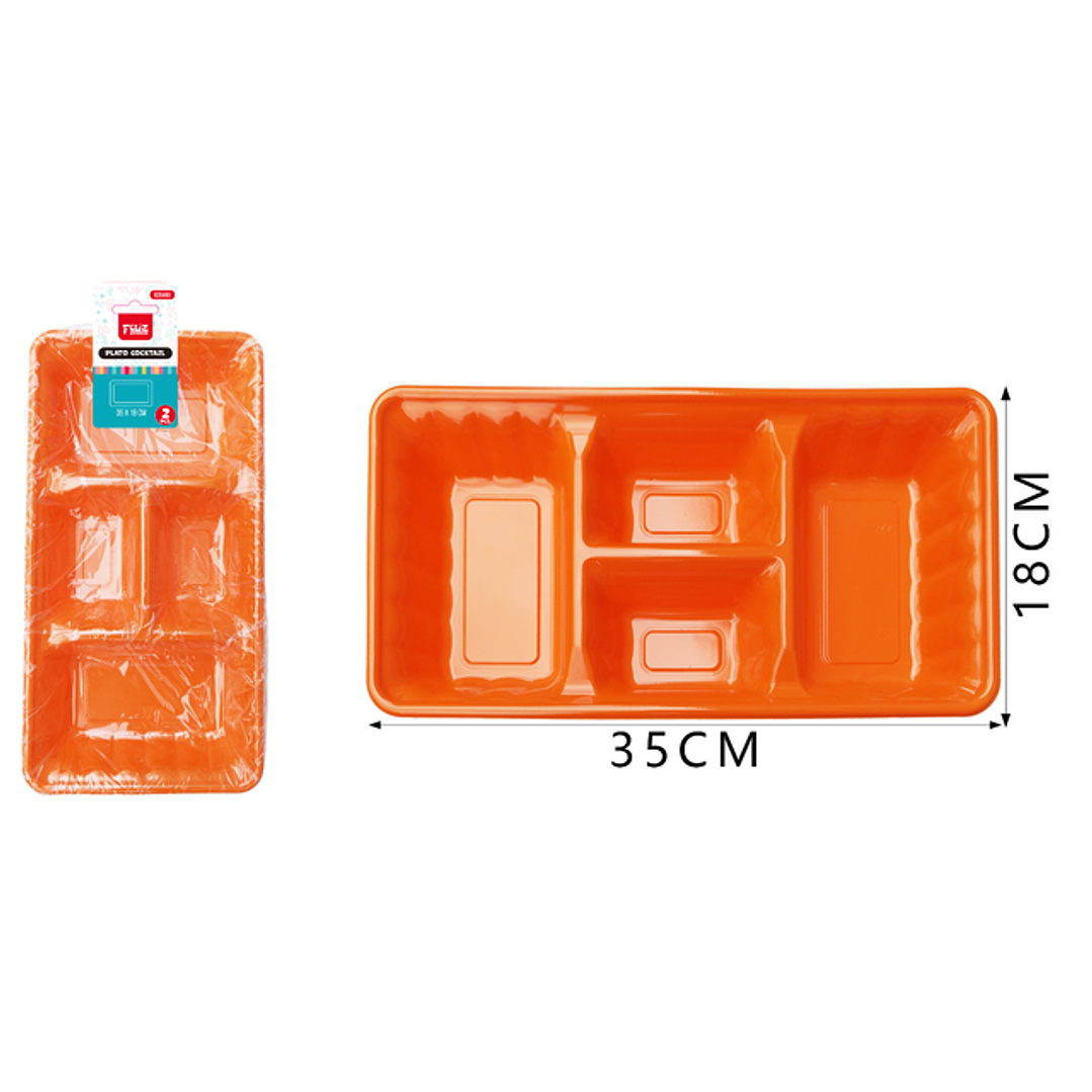Platos Plastico, Rectangulo Naranjo 1