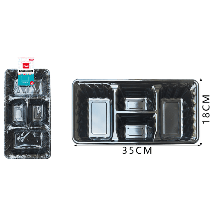 Platos Plastico, Rectangulo Negro 1