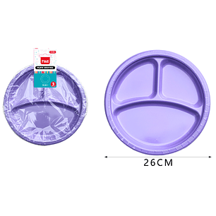 Platos Plastico, Redondo Morado Pastel 26Cm 5Pcs