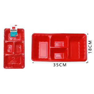 Platos Plastico, Rectangulo Rojo 35Cm 2Pcs