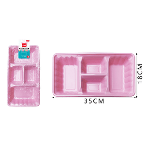 Platos Plastico, Rectangulo Rosado 35Cm 2Pcs
