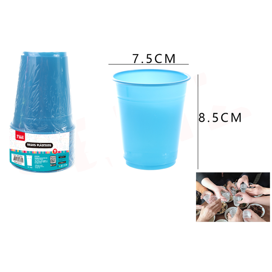 Vasos Plastico Celeste 10Pcs 250Ml 1
