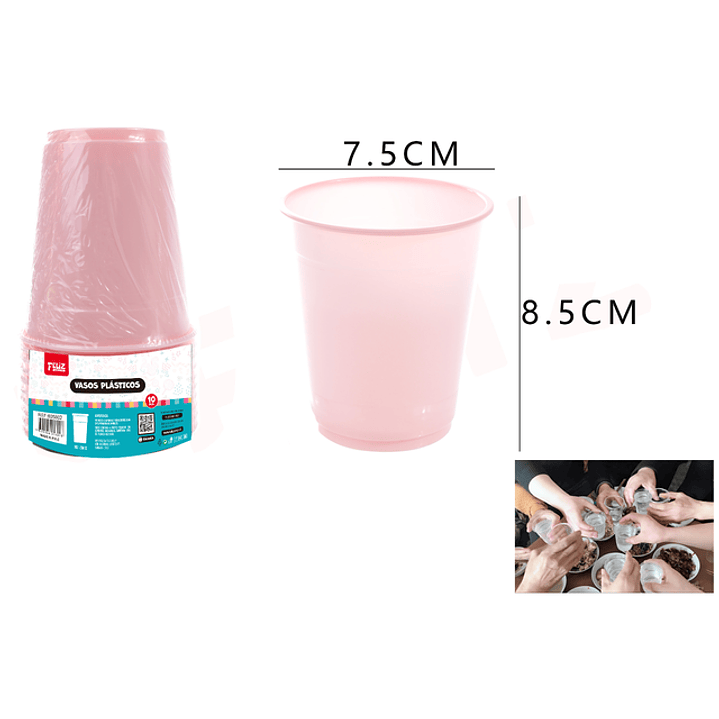 Vasos Plastico Rosado 10Pcs 250Ml 1