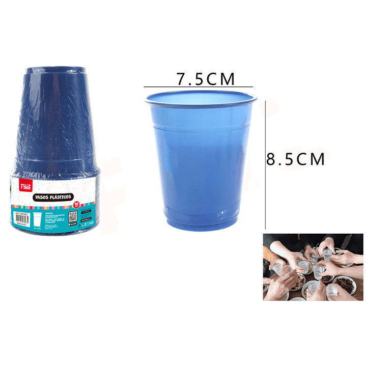 Vasos Plastico Azul 10Pcs 250Ml 1