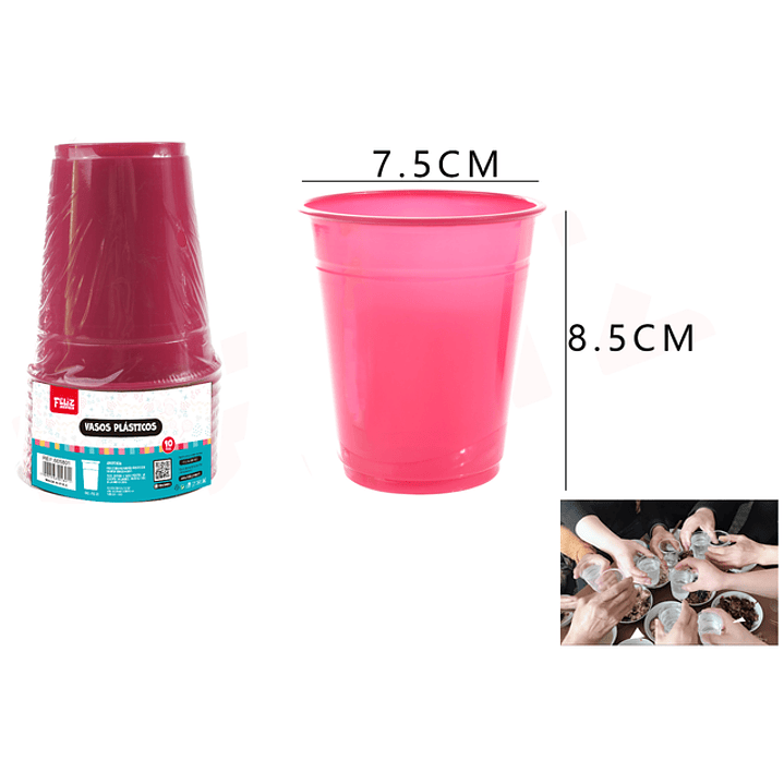 Vasos Plastico Fucsia 10Pcs 250Ml 1
