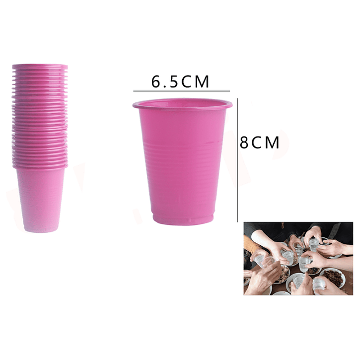 Vasos Plastico Rosado 25Pcs 200Ml 1