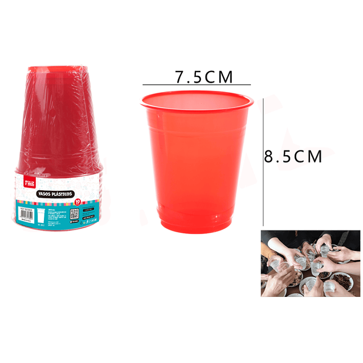 Vasos Plastico Rojo 10Pcs 250Ml 1