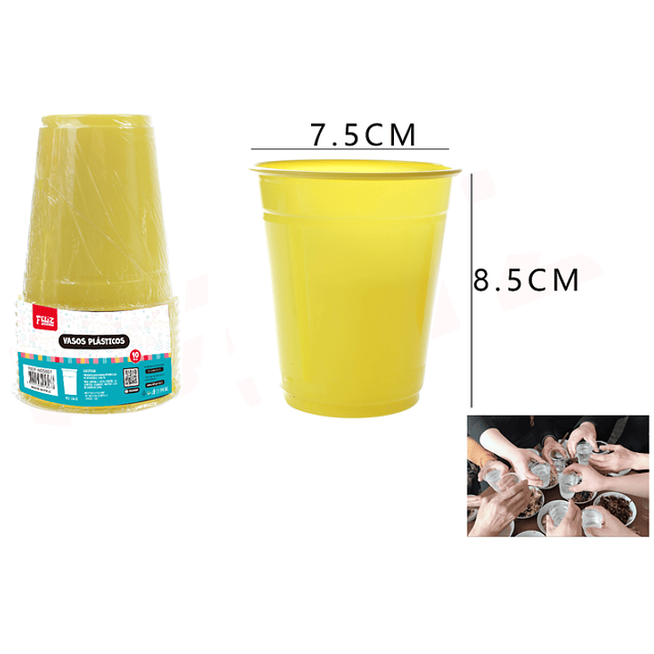 Vasos Plastico Amarillo 10Pcs 250Ml 1