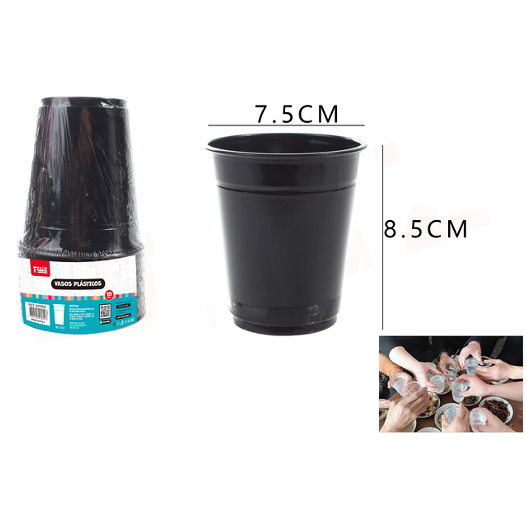 Vasos Plastico Negro 10Pcs 250Ml 1