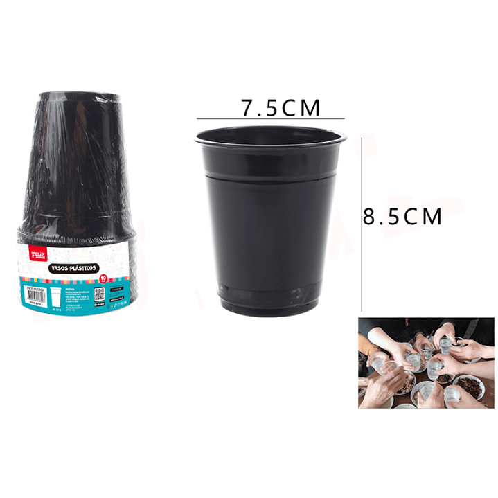 Vasos Plastico Negro 10Pcs 250Ml 1