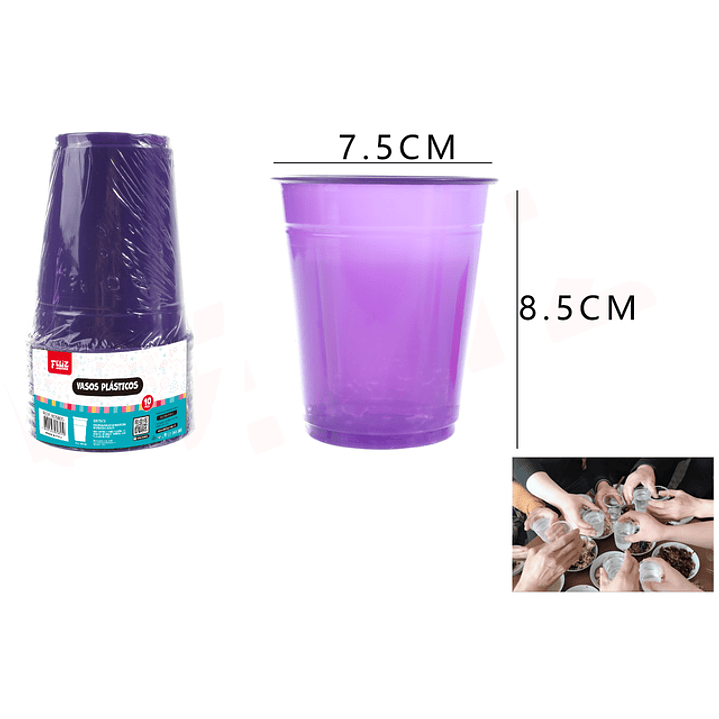 Vasos Plastico Violeta 10Pcs 250Ml 1