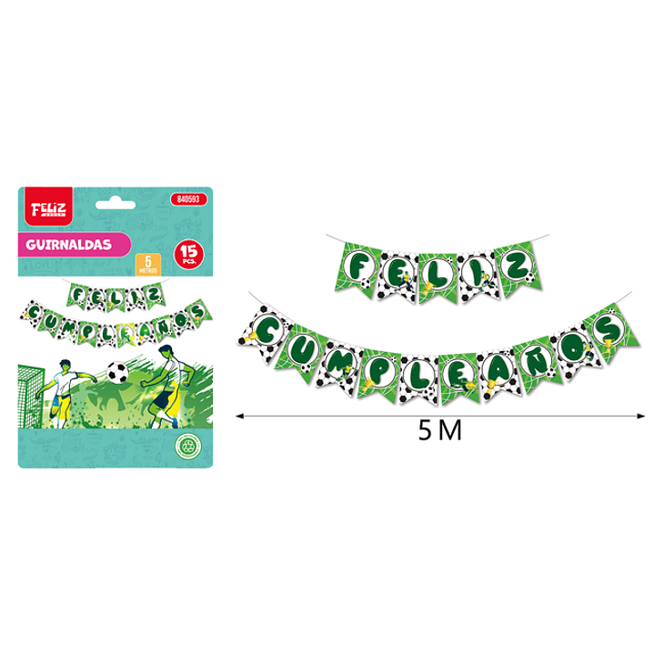 Guirnalda F.Cumple Futbol 5M 15Pcs 1