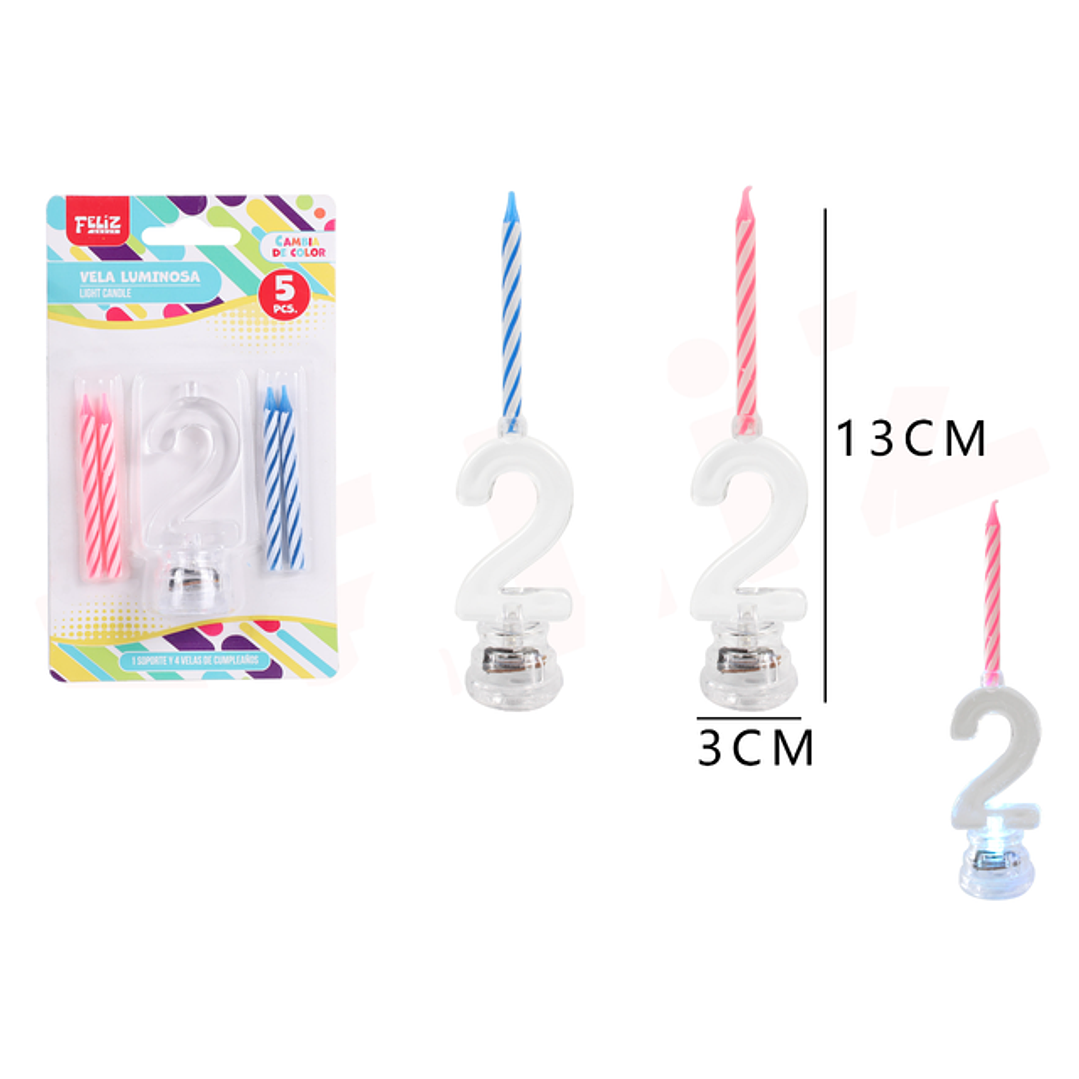 Vela De Numero Con Luz 2 1