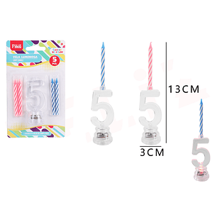 Vela De Numero Con Luz 5