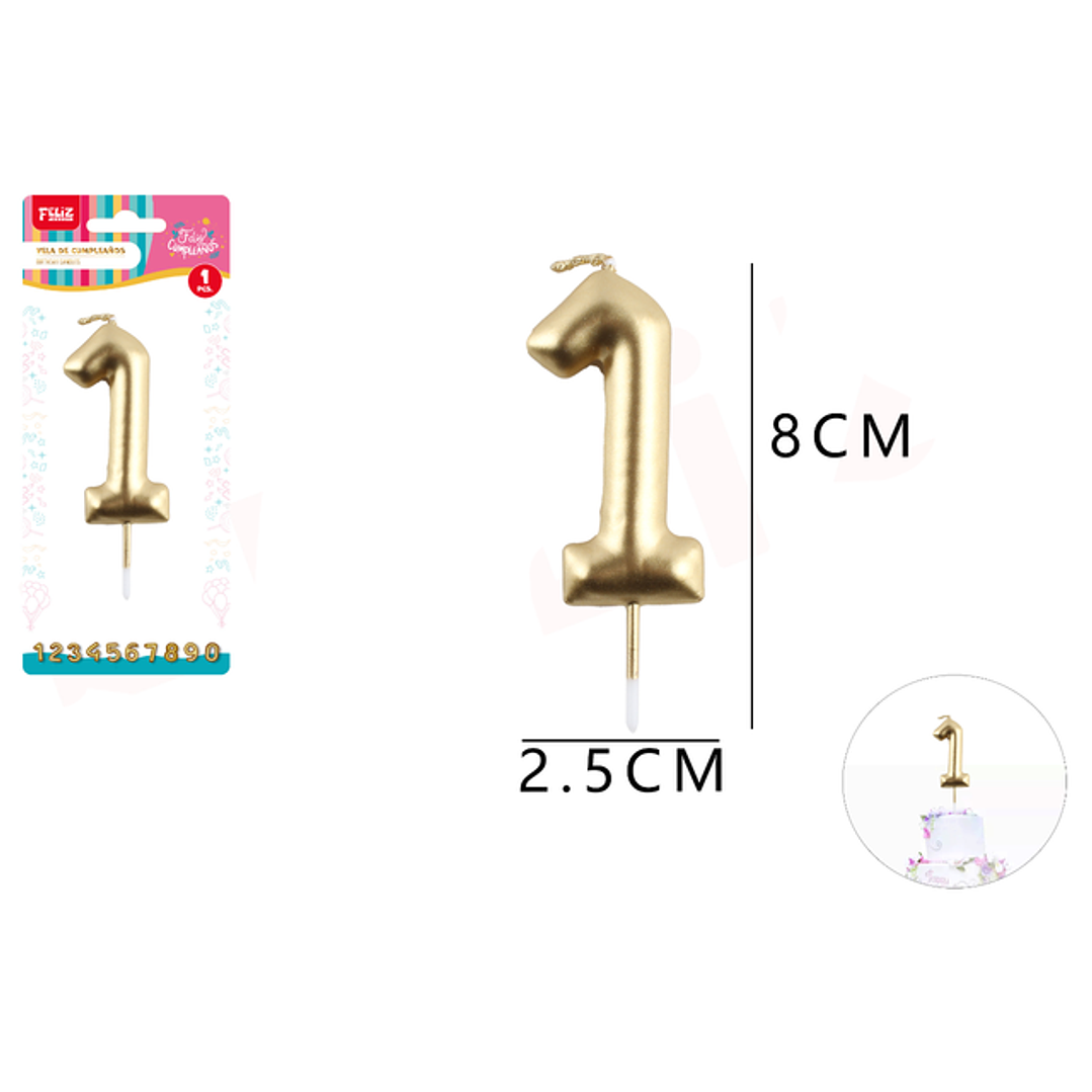 Vela De Numero 1 Dorado 1