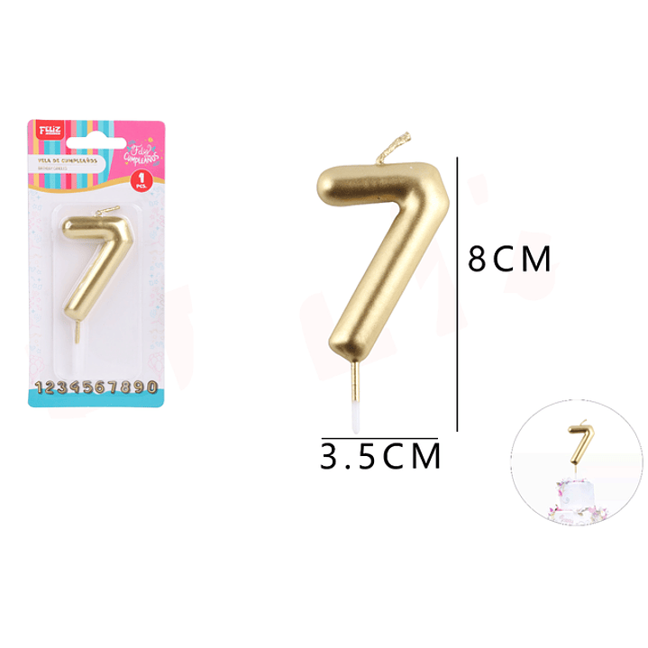 Vela De Numero 7 Dorado 1