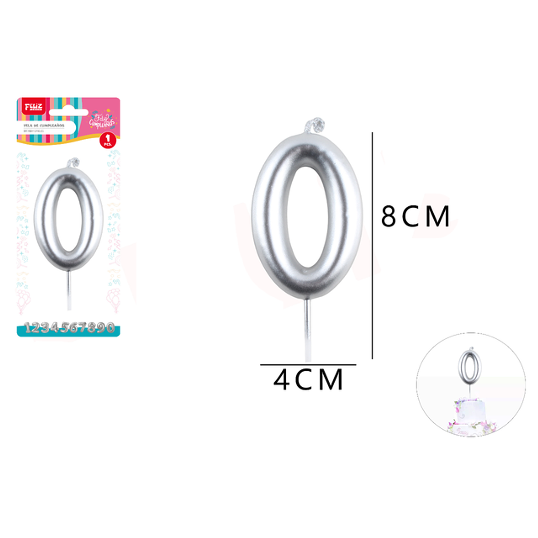 Vela De Numero 0 Plateado 1