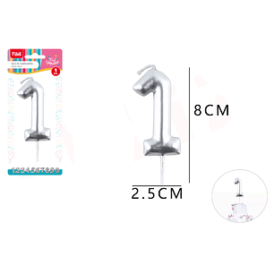 Vela De Numero 1 Plateado