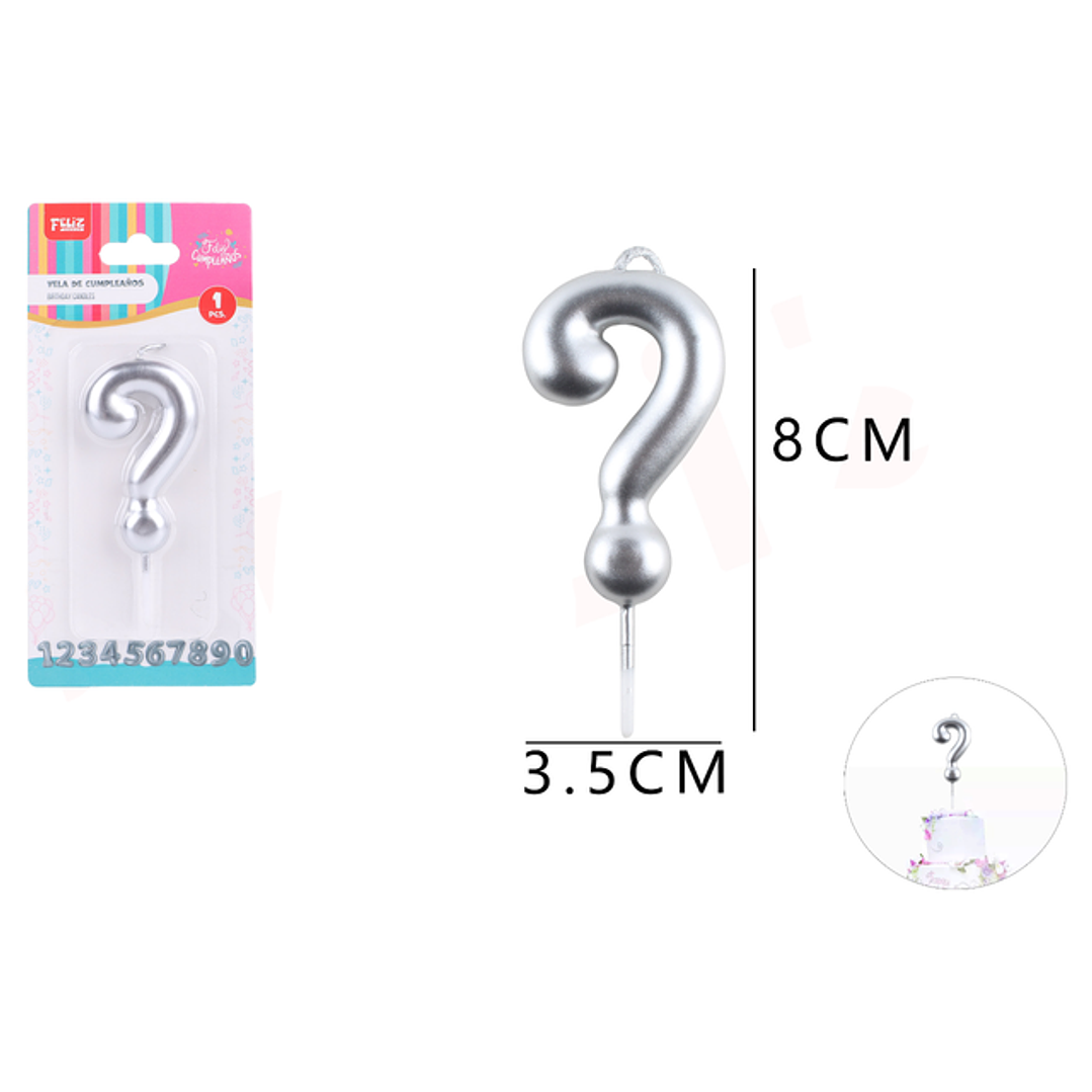 Vela De Numero ? Plateado 1