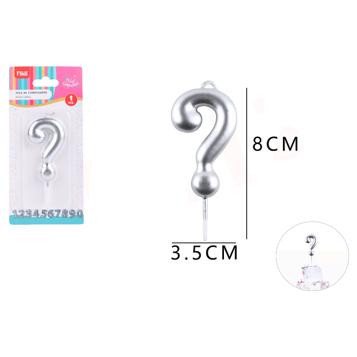 Vela De Numero ? Plateado 1