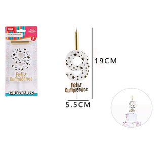 Vela De Numero 9 Dorado Estrellas