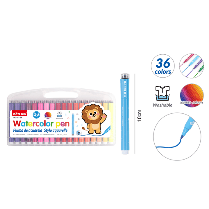 Plumones Acuarela Lavable+Timpre 10Cm 36Pcs 1