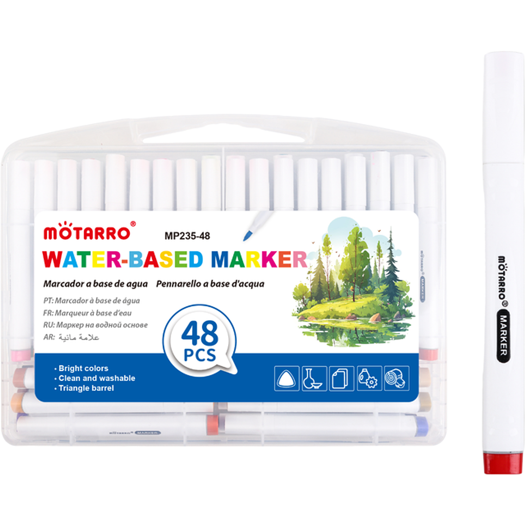 Marcadores Triangular Base De Agua 13Cm 48Pcs 1