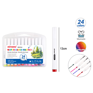 Marcadores Triangular Base De Agua 13Cm 24Pcs