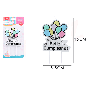 Vela De Cumple. Globos 8.5*15Cm