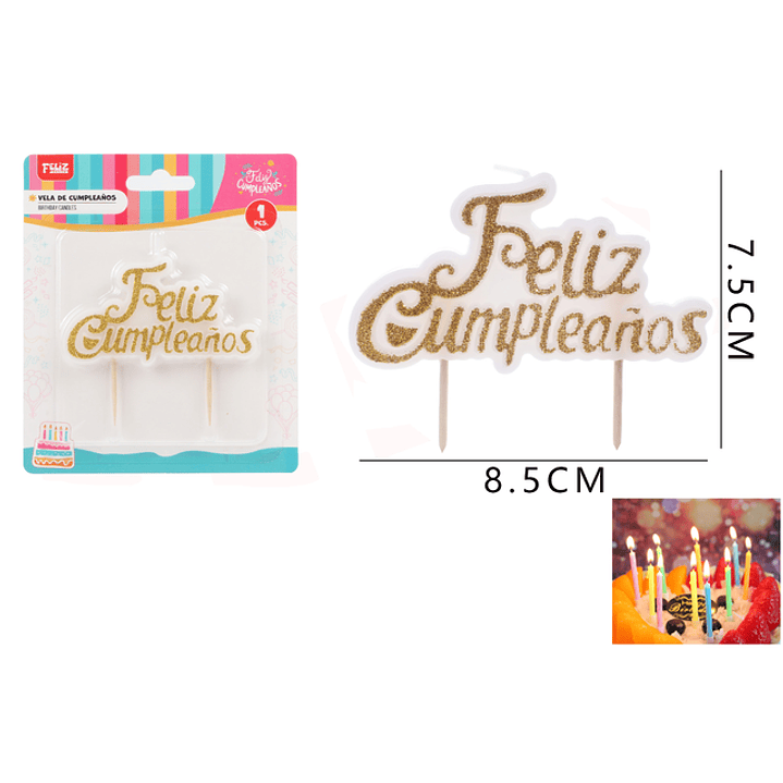 Vela De Cumple. Dorado 8.5*7.5Cm 1