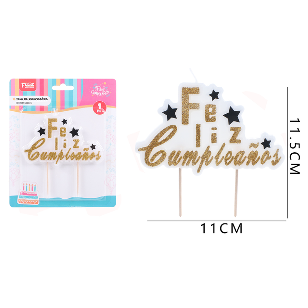 Vela De Cumple. Dorado 11*11.5Cm 1