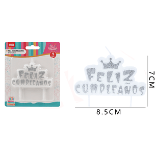 Vela De Cumple. Plateado Corona 8.5*7Cm