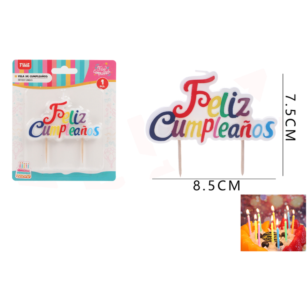 Vela De Cumple. Multicolor 8.5*7.5Cm 1