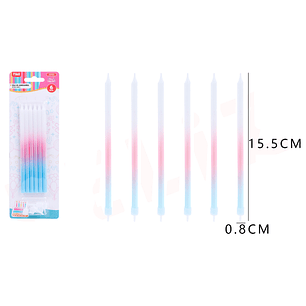 Velas Para Torta Degradado Claro 15.5Cm 6Pcs