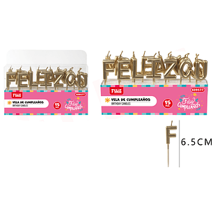 Velas De Cumple. Letras Dorado 6.5Cm 15Pcs