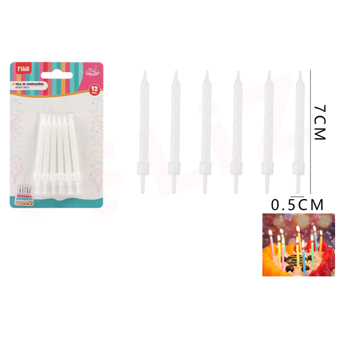 Velas Para Torta Espiral Vlanco 7Cm 1