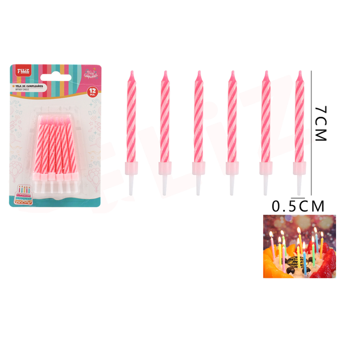Velas Para Torta Espiral Rosado 7Cm 1