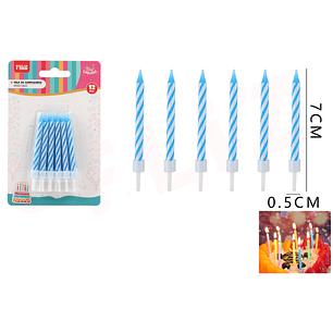 Velas Para Torta Espiral Azul 7Cm