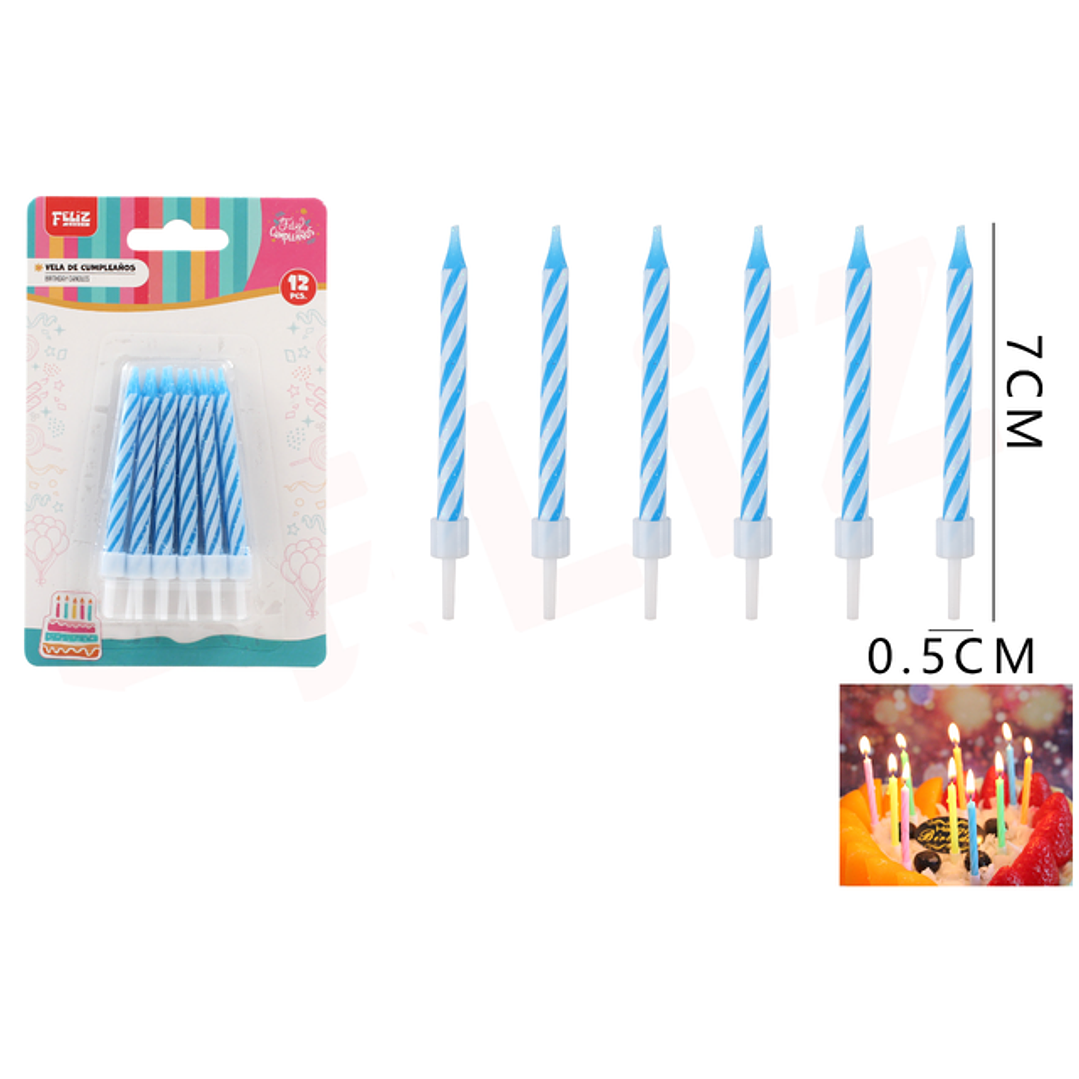 Velas Para Torta Espiral Azul 7Cm 1